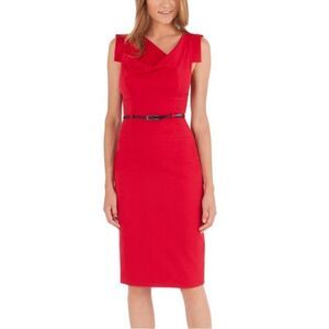 Black Halo Jackie belted Red Sheath-jj9
